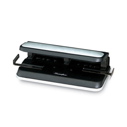 32-Sheet Lever Handle Heavy-Duty Two- To Seven-Hole Punch, 9/32" Holes, Black