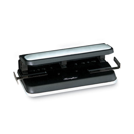 32-Sheet Lever Handle Heavy-Duty Two- To Seven-Hole Punch, 9/32" Holes, Black