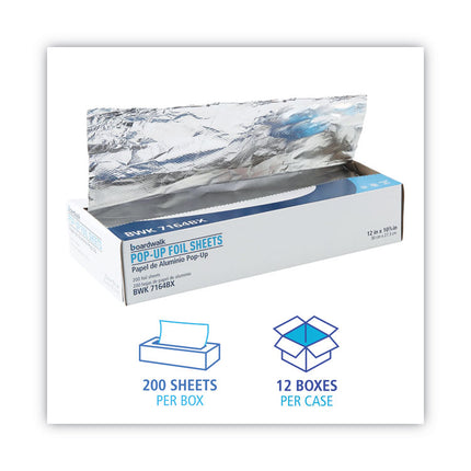 Standard Duty Aluminum Foil Pop-Up Sheets, 63 Gauge, 12 x 10.75, 200/Box, 12 Boxes/Carton