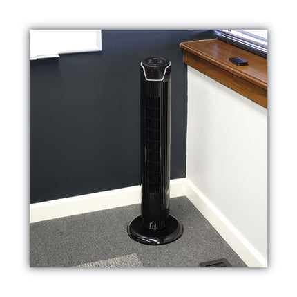 36" 3-Speed Oscillating Tower Fan With Remote Control, Plastic, Black