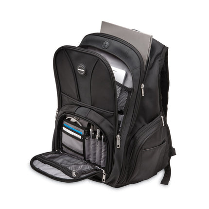 Contour Laptop Backpack, Fits Devices Up to 17", Ballistic Nylon, 15.75 x 9 x 19.5, Black