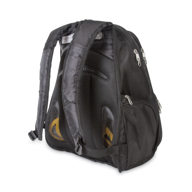 Contour Laptop Backpack, Fits Devices Up to 17", Ballistic Nylon, 15.75 x 9 x 19.5, Black