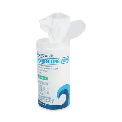 Quat-Based Disinfecting Wipes, 7 x 8, Fresh Scent, 75/Canister, 12 Canisters/Carton