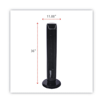 36" 3-Speed Oscillating Tower Fan With Remote Control, Plastic, Black