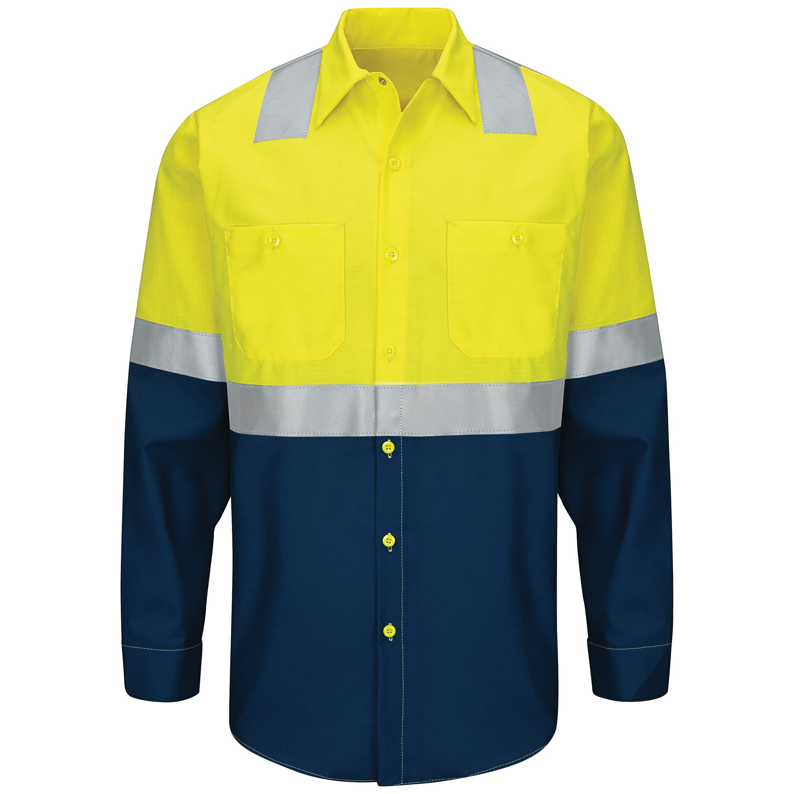 Red Kap® Hi-Visibility Long Sleeve Color Block Ripstop Work Shirt - Type R, Class 2 / SY14YN