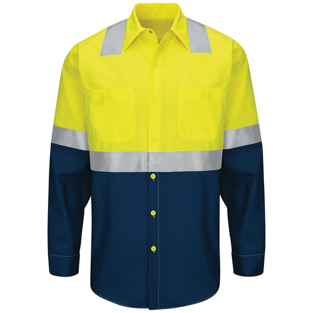Red Kap® Hi-Visibility Long Sleeve Color Block Ripstop Work Shirt - Type R, Class 2 / SY14YN