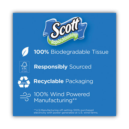 Rapid-Dissolving Toilet Paper, Bath Tissue, Septic Safe, 1-Ply, White, 231 Sheets/roll, 4/rolls/pack, 12 Packs/carton