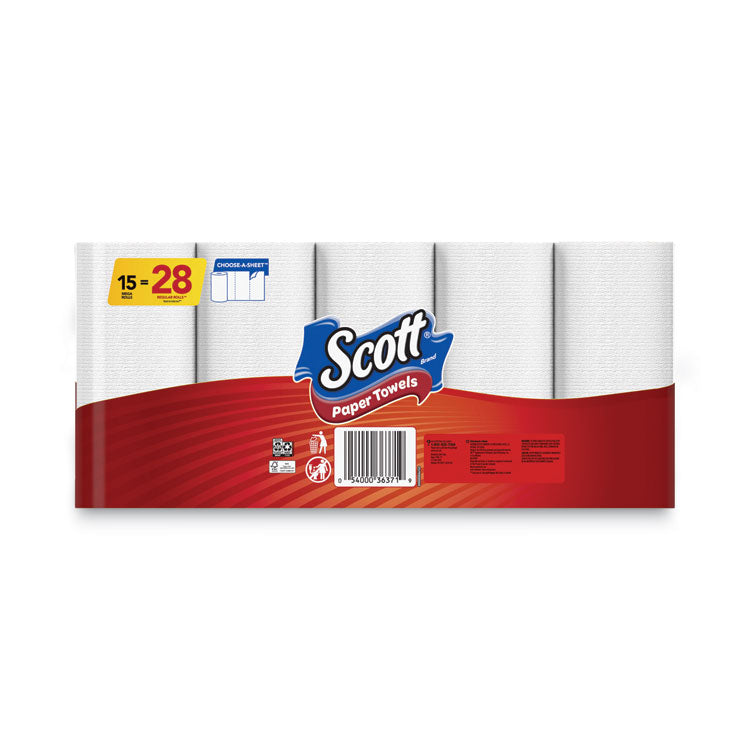 Choose-A-Sheet Mega Kitchen Roll Paper Towels, 1-Ply, 7.31 x 11, White, 100 Sheets/Roll, 15 Rolls/Pack, 2 Packs/Carton