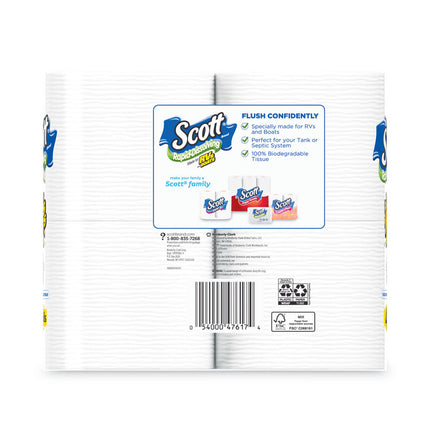 Rapid-Dissolving Toilet Paper, Bath Tissue, Septic Safe, 1-Ply, White, 231 Sheets/roll, 4/rolls/pack, 12 Packs/carton