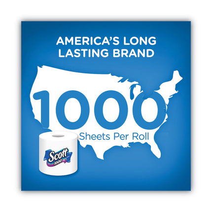1000 Bathroom Tissue, Septic Safe, 1-Ply, White, 1,000 Sheet/Roll, 20/Pack