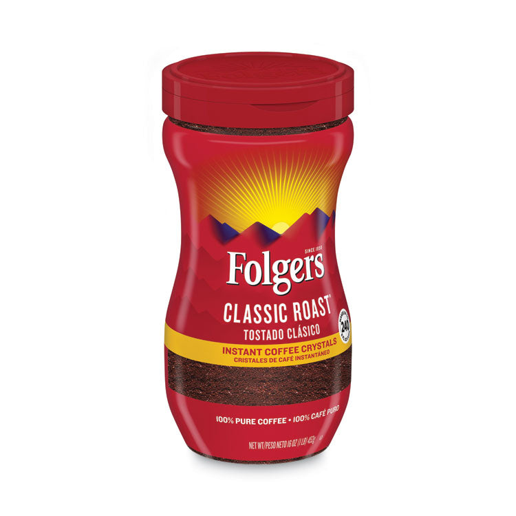 Instant Coffee Crystals, Classic Roast, 16oz Jar