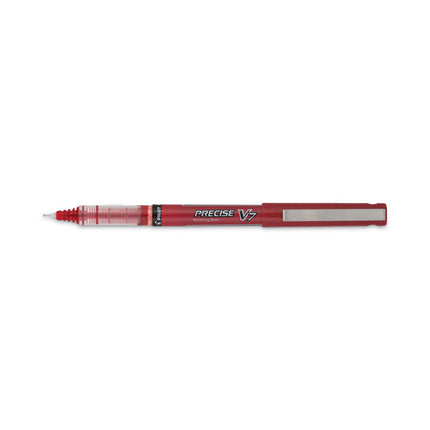 Precise V7 Rollerball Pen, Stick, Fine 0.7 mm, Red Ink, Red/Clear Barrel, Dozen