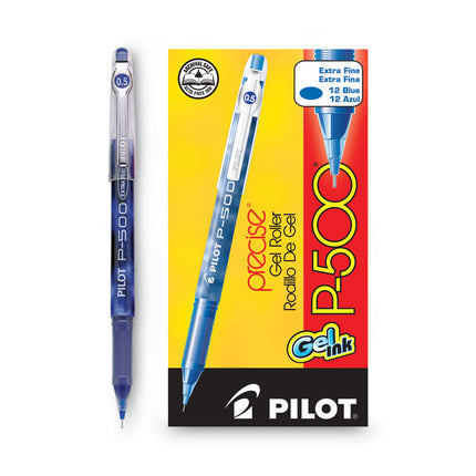 Precise P-500 Gel Pen, Stick, Extra-Fine 0.5 Mm, Blue Ink, Blue Barrel, Dozen