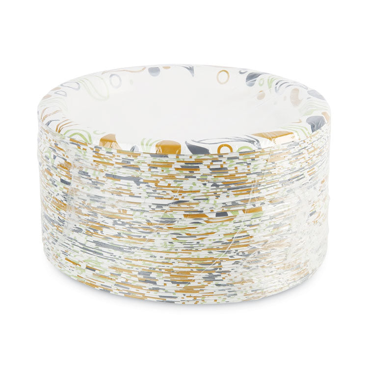 Deerfield Printed Paper Plates, 9" dia, Coated/Soak Proof, White/Yellow/Green/Purple, 125/Pack, 8 Packs/Carton