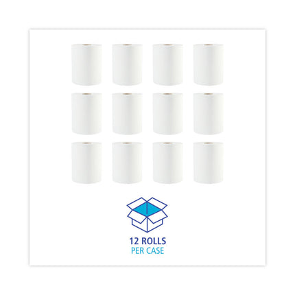 Hardwound Paper Towels, 1-Ply, 8" X 600 Ft, White, 2" Core, 12 Rolls/carton