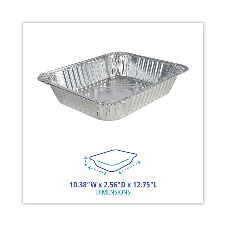 Aluminum Steam Table Pans, Half-Size Deep, 400 Gauge, 2.56" Deep, 10.38 x 12.75, 100/Carton