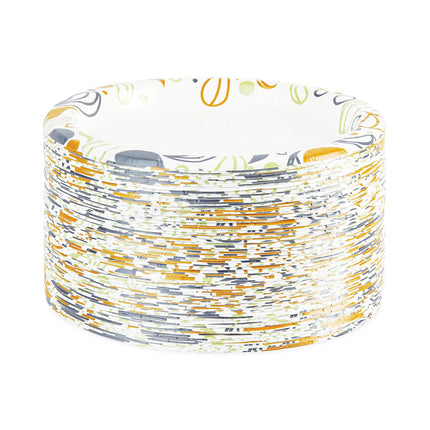 Deerfield Printed Paper Plates, 9" dia, Coated/Soak Proof, White/Yellow/Green/Purple, 125/Pack, 8 Packs/Carton