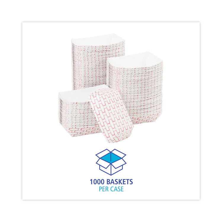 Paper Food Baskets, 0.25 lb Capacity, 2.69 x 4 x 1.05, Red/White, 1,000/Carton