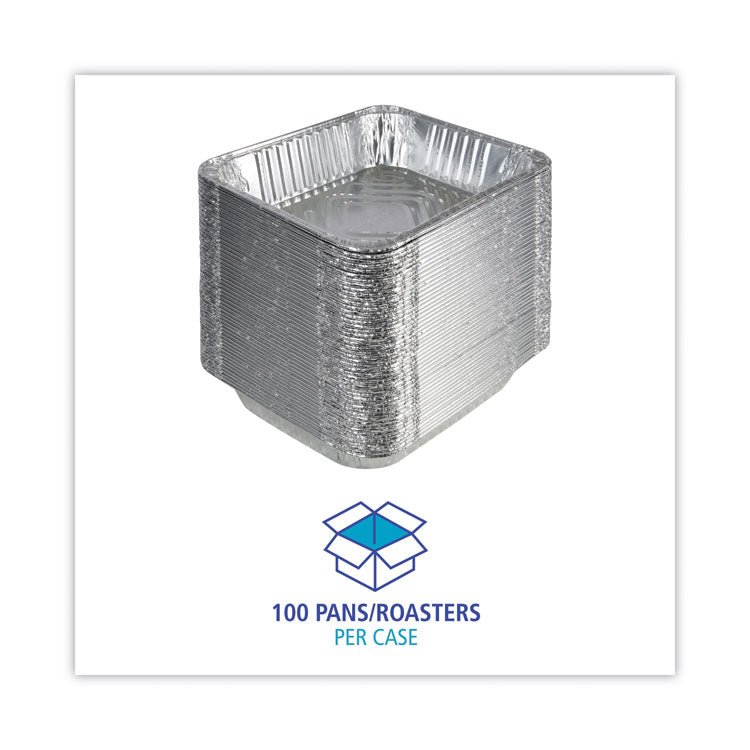 Aluminum Steam Table Pans, Half-Size Deep, 400 Gauge, 2.56" Deep, 10.38 x 12.75, 100/Carton