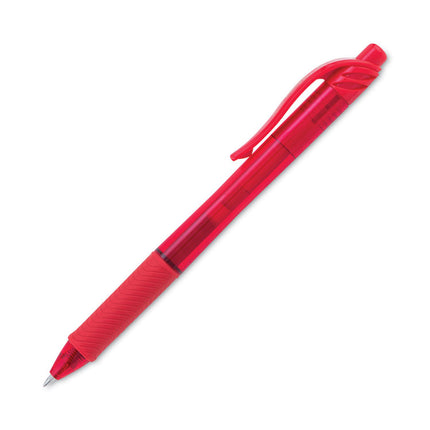 EnerGel-X Gel Pen, Retractable, Medium 0.7 mm, Red Ink, Translucent Red/Red Barrel, Dozen