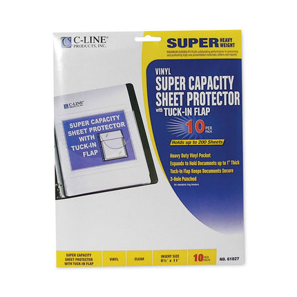 Super Capacity Sheet Protectors With Tuck-In Flap, 200", Letter Size, 10/pack