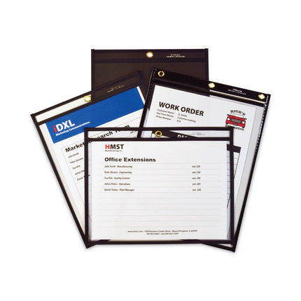 Heavy-Duty Super Heavyweight Plus Stitched Shop Ticket Holders, Clear/Black, 9 X 12, 15/Box