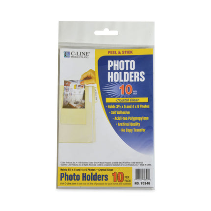 Peel and Stick Photo Holders, 4.38 x 6.5, Clear, 10/Pack