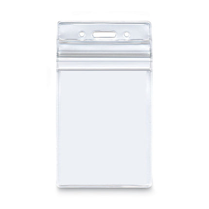 Resealable ID Badge Holders, Vertical Orientation, Transparent Frost 2.68" x 5" Holder, 2.38" x 3.75" Insert, 50/Pack