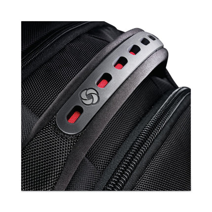 Tectonic PFT Backpack, Fits Devices Up to 17", Ballistic Nylon, 13 x 9 x 19, Black/Red