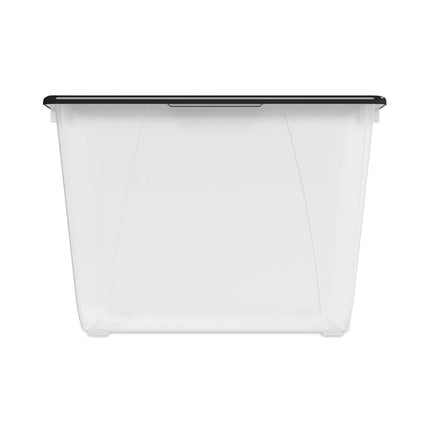 Storage Tote, 16 Gal, 22.7" X 18.25" X 12.86", Clear/black