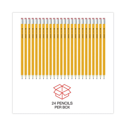 #2 Pre-Sharpened Woodcase Pencil, Hb (#2), Black Lead, Yellow Barrel, 24/pack