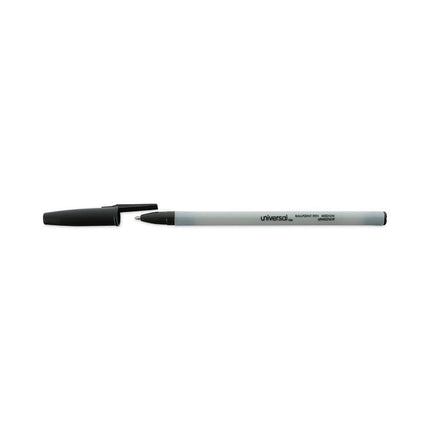 Ballpoint Pen, Stick, Medium 1 mm, Black Ink, Gray/Black Barrel, Dozen