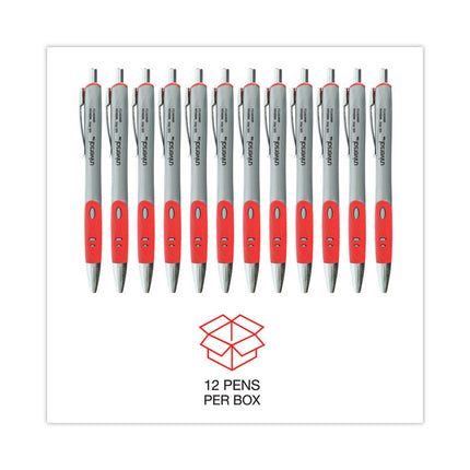 Comfort Grip Gel Pen, Retractable, Medium 0.7 mm, Red Ink, Gray/Red/Silver Barrel, Dozen