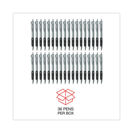 Comfort Grip Gel Pen, Retractable, Medium 0.7 mm, Black Ink, Gray/Black/Silver Barrel, 36/Pack
