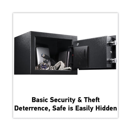 Electronic Security Safe, 0.14 Cu Ft, 9w X 6.6d X 6.6h, Black