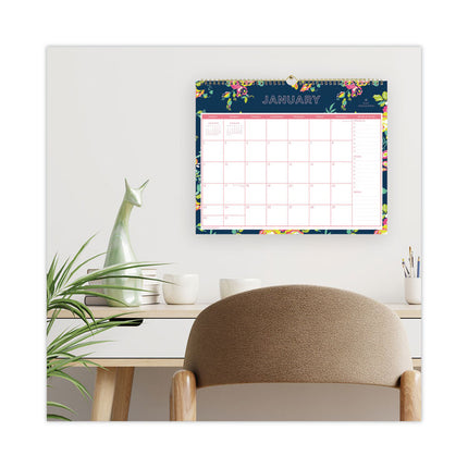 Day Designer Peyton Wall Calendar, Floral Artwork, 15 x 12, White/Navy Sheets, 12-Month (Jan to Dec): 2025