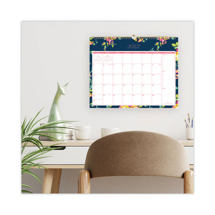 Day Designer Peyton Academic Wall Calendar, Floral Artwork, 15 x 12, White/Navy Sheets, 12-Month (July to June): 2024 to 2025