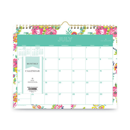 Day Designer Peyton Academic Wall Calendar, Floral Artwork, 11 x 8.75, White Sheets, 12-Month (July to June): 2024 to 2025