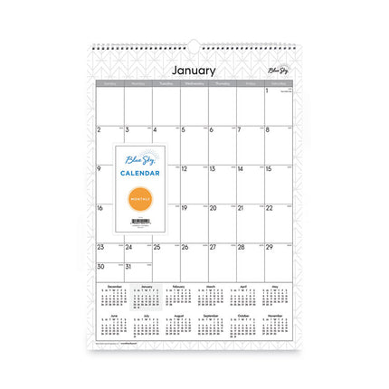 Enterprise Wall Calendar, Geometric Artwork, 12 x 17, White/Gray Sheets, 12-Month (Jan to Dec): 2025