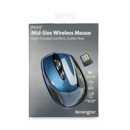 Pro Fit Mid-Size Wireless Mouse, 2.4 Ghz Frequency/30 Ft Wireless Range, Right Hand Use, Sapphire Blue