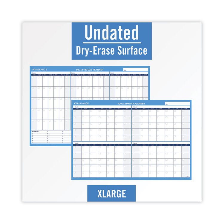 90/120-Day Undated Horizontal Erasable Wall Planner, 36 X 24, White/blue Sheets, Undated