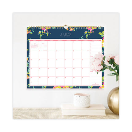 Day Designer Peyton Academic Wall Calendar, Floral Artwork, 15 x 12, White/Navy Sheets, 12-Month (July to June): 2024 to 2025