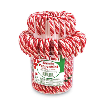Peppermint Candy Canes, 1 oz, 60 Pieces/Jar, 1 Jar/Carton