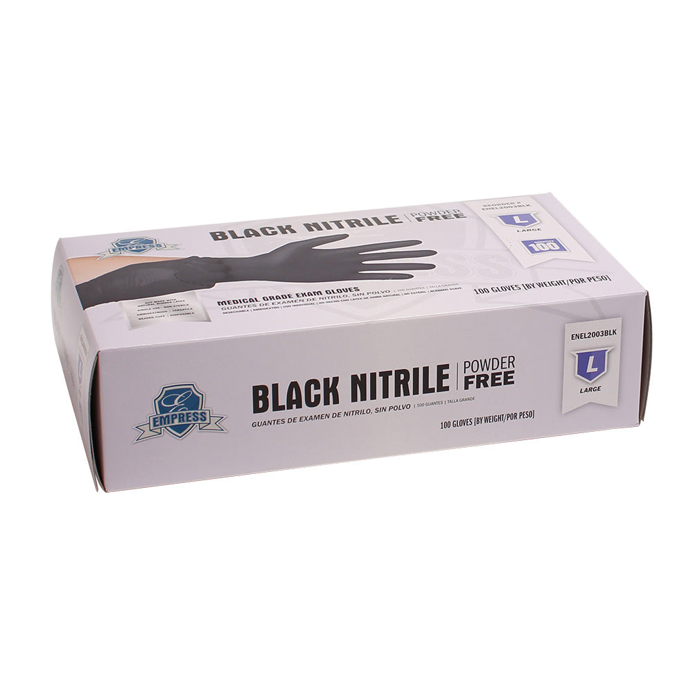 Empress Exam Grade Nitrile Glove Black Powder Free Large 10 / 100 cs