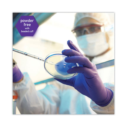 PURPLE NITRILE Exam Gloves, 242 mm Length, Medium, Purple, 100/Box