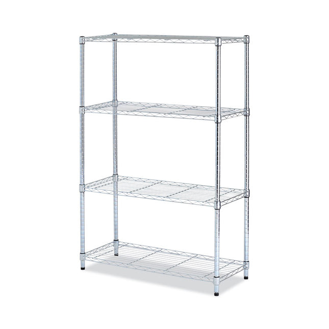 Residential Wire Shelving, Four-Shelf, 36w X 14d X 54h, Silver