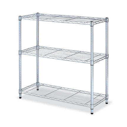 Residential Wire Shelving, Three-Shelf, 36w X 14d X 36h, Silver