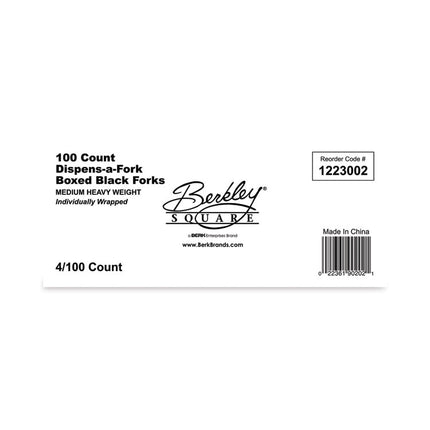 Dispens-a-Fork, Individually Wrapped, Mediumweight Fork, Plastic, Black, 100/Box