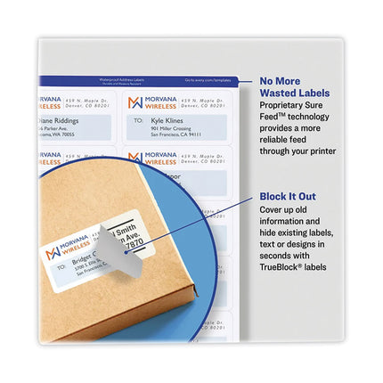 Shipping Labels with TrueBlock Technology, Laser Printers, 2.5 x 4, White, 8/Sheet, 25 Sheets/Pack