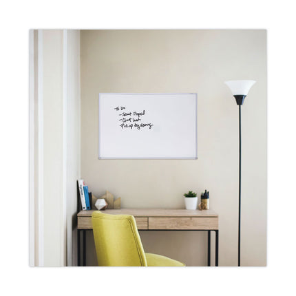 Melamine Dry Erase Board with Aluminum Frame, 36" x 24", White Surface, Anodized Aluminum Frame